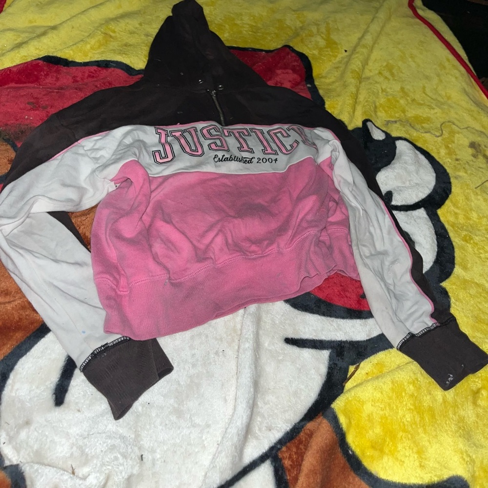 Justice Pink and Brown Hoodie Jacket